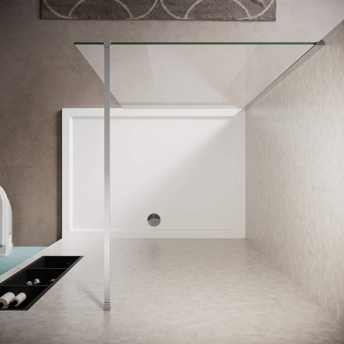 Glassifybath 5/16-inch Fixed Single Shower Doors, With Frameless Clear Tempered Glass, Chrome Finish