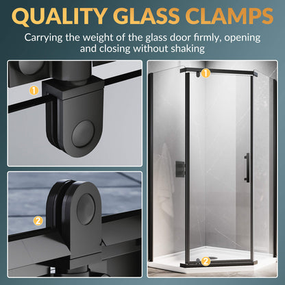 Glassifybath 36.5" W x 36.5" D x 72" H Corner Diamond Shower Enclosure with Pivot Door, Black Finish / Chrome Finish
