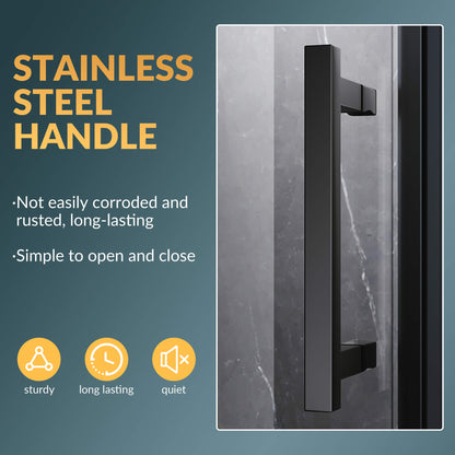 Glassifybath 36.5" W x 36.5" D x 72" H Corner Diamond Shower Enclosure with Pivot Door, Black Finish / Chrome Finish