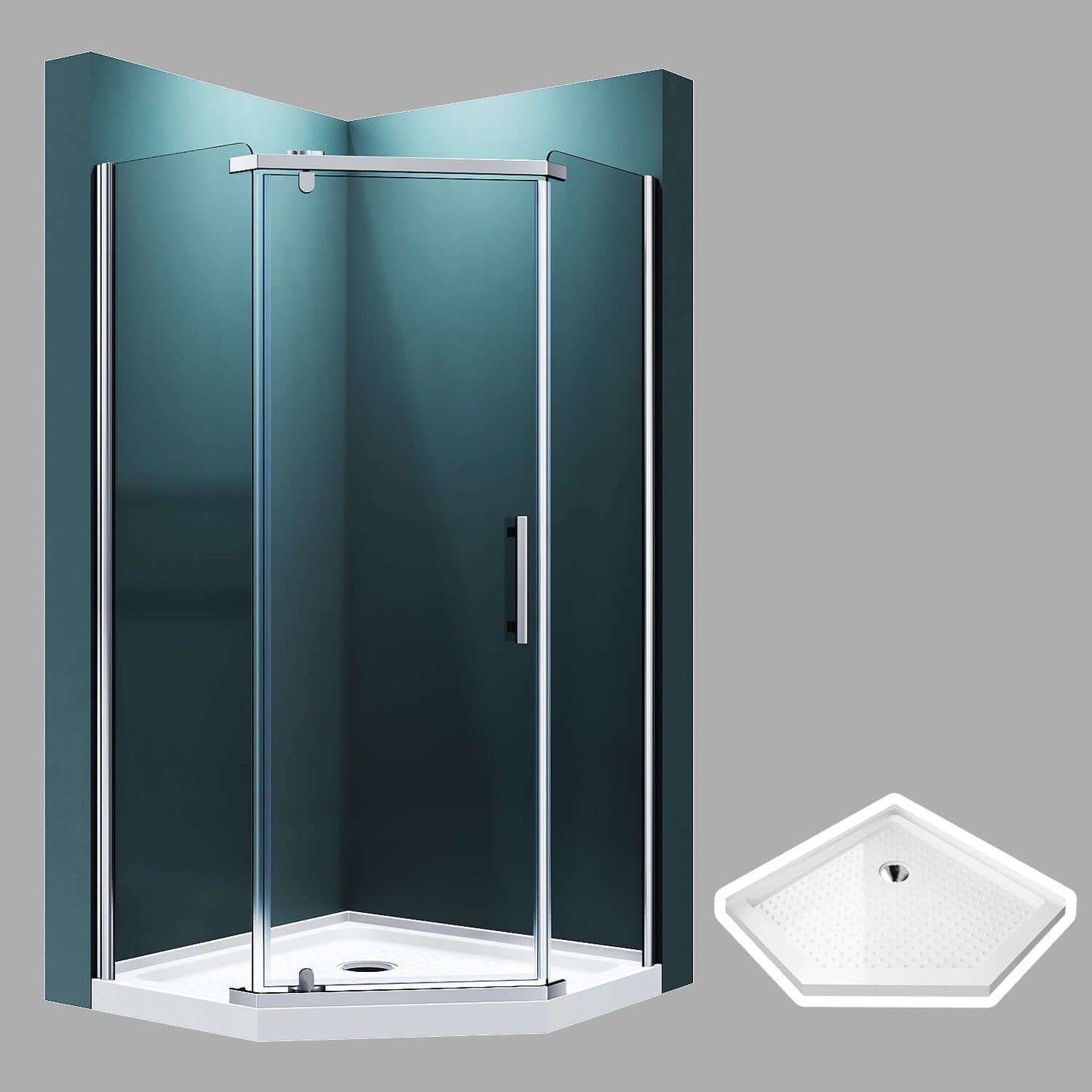Glassifybath 36.5" W x 36.5" D x 72" H Corner Diamond Shower Enclosure with Pivot Door, Black Finish / Chrome Finish