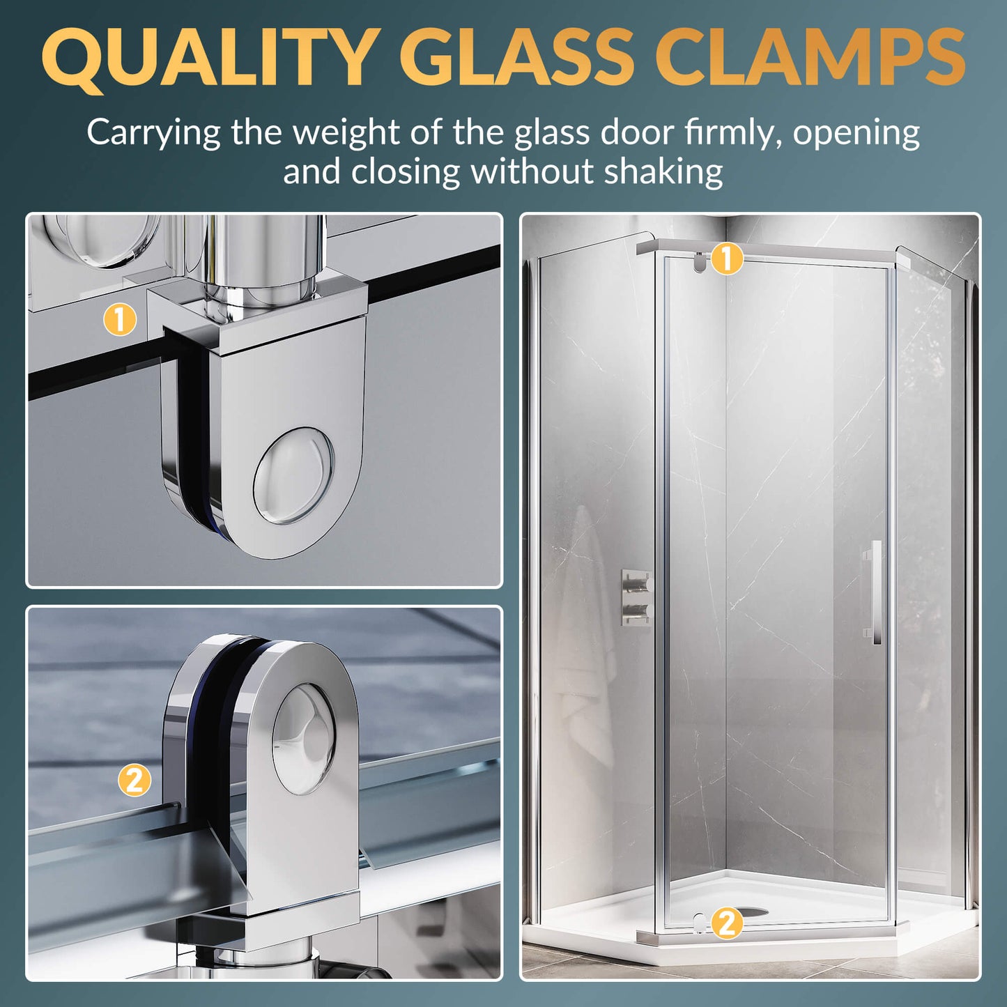 Glassifybath 36.5" W x 36.5" D x 72" H Corner Diamond Shower Enclosure with Pivot Door, Black Finish / Chrome Finish