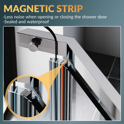 Glassifybath 36.5" W x 36.5" D x 72" H Corner Diamond Shower Enclosure with Pivot Door, Black Finish / Chrome Finish