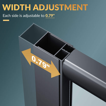 Glassifybath Corner Round Shower Enclosure with 36.7 in. W x 36.7 in. D x 72 in. H Double Sliding Doors, Black Finish / Chrome Finish