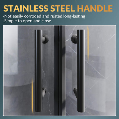 Glassifybath Corner Round Shower Enclosure with 36.7 in. W x 36.7 in. D x 72 in. H Double Sliding Doors, Black Finish / Chrome Finish