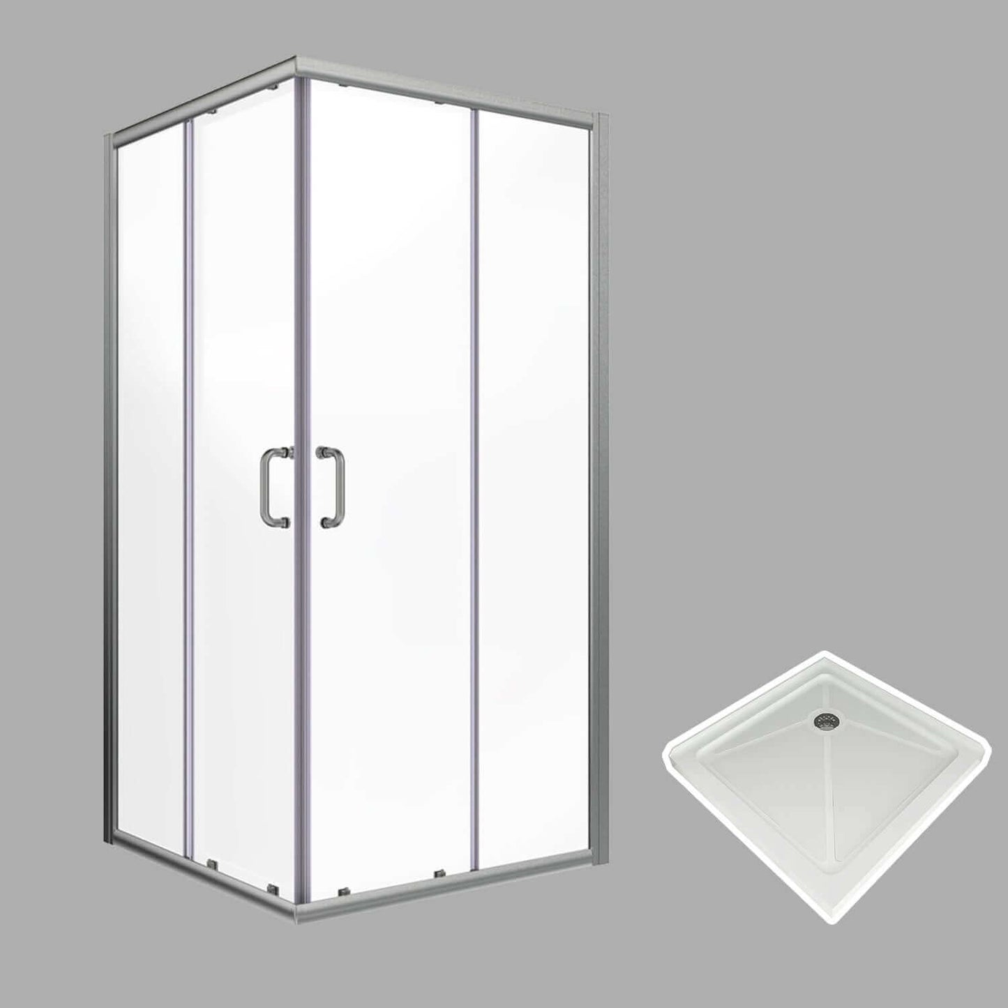 Glassifybath Corner Square Shower Enclosure with 1/4 in. Clear Tempered Glass Double Sliding Shower Doors, Chrome Finish