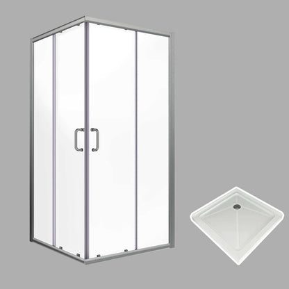 Glassifybath Corner Square Shower Enclosure with 1/4 in. Clear Tempered Glass Double Sliding Shower Doors, Chrome Finish