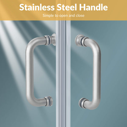 Glassifybath Corner Square Shower Enclosure with 1/4 in. Clear Tempered Glass Double Sliding Shower Doors, Chrome Finish