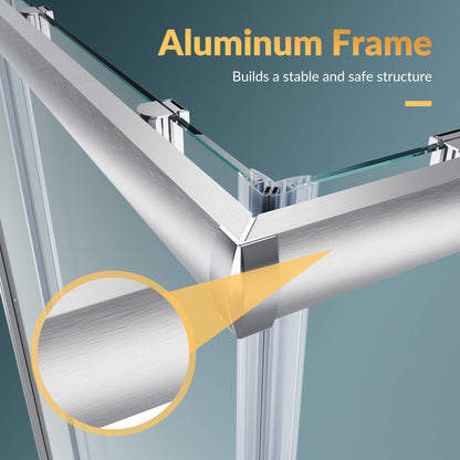 Glassifybath Corner Square Shower Enclosure with 1/4 in. Clear Tempered Glass Double Sliding Shower Doors, Chrome Finish