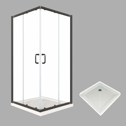 Glassifybath Corner Square Shower Enclosure with 1/4 in. Clear Tempered Glass Double Sliding Shower Doors, Chrome Finish
