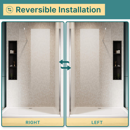 Glassifybath 5/16-inch Fixed Single Shower Doors, With Frameless Clear Tempered Glass, Chrome Finish
