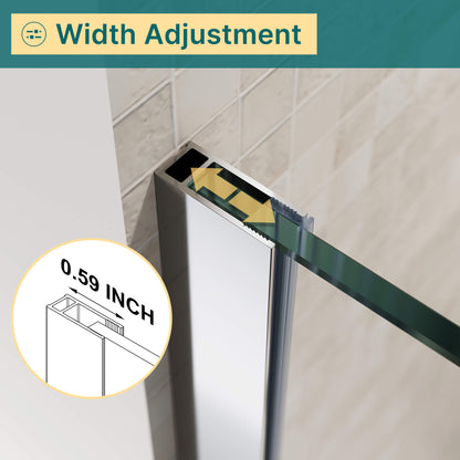 Glassifybath 5/16-inch Fixed Single Shower Doors, With Frameless Clear Tempered Glass, Chrome Finish