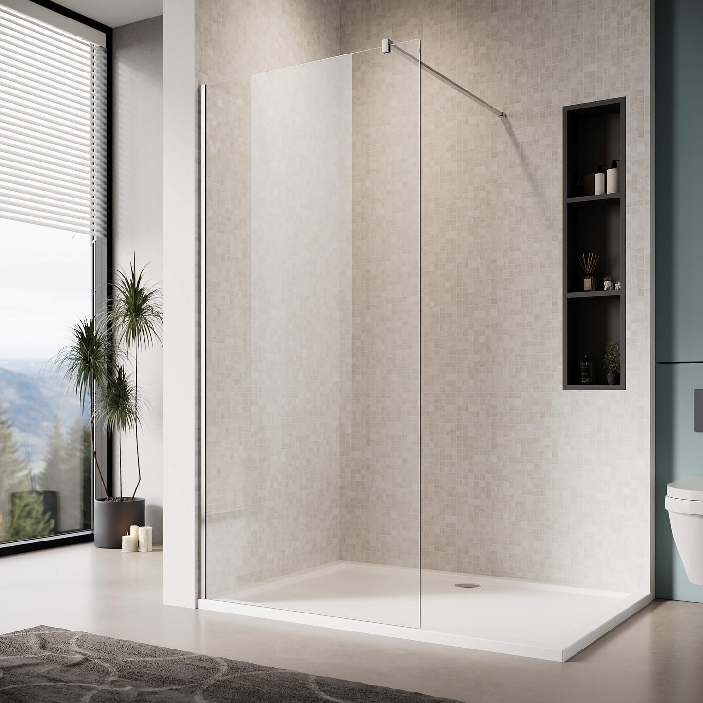 Glassifybath 5/16-inch Fixed Single Shower Doors, With Frameless Clear Tempered Glass, Chrome Finish