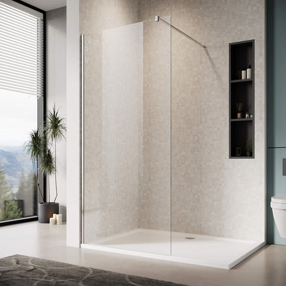 Glassifybath 5/16-inch Fixed Single Shower Doors, With Frameless Clear Tempered Glass, Chrome Finish