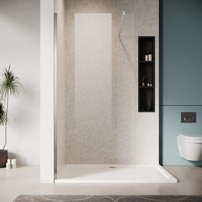 Glassifybath 5/16-inch Fixed Single Shower Doors, With Frameless Clear Tempered Glass, Chrome Finish