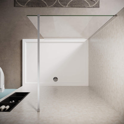 Glassifybath 5/16-inch Fixed Single Shower Doors, With Frameless Clear Tempered Glass, Chrome Finish